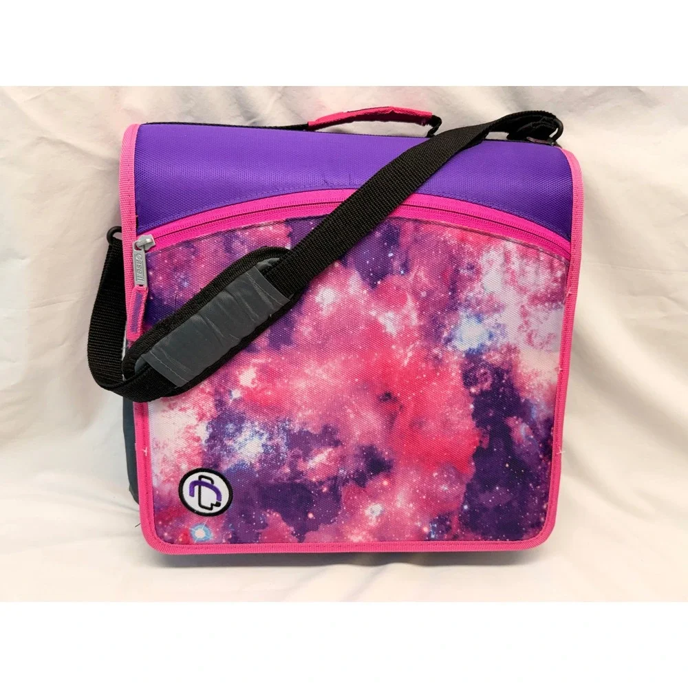 Case-it Mighty Zip Tab 3 Inch Zipper Binder Galaxy Nebula Pink Purple Y2K